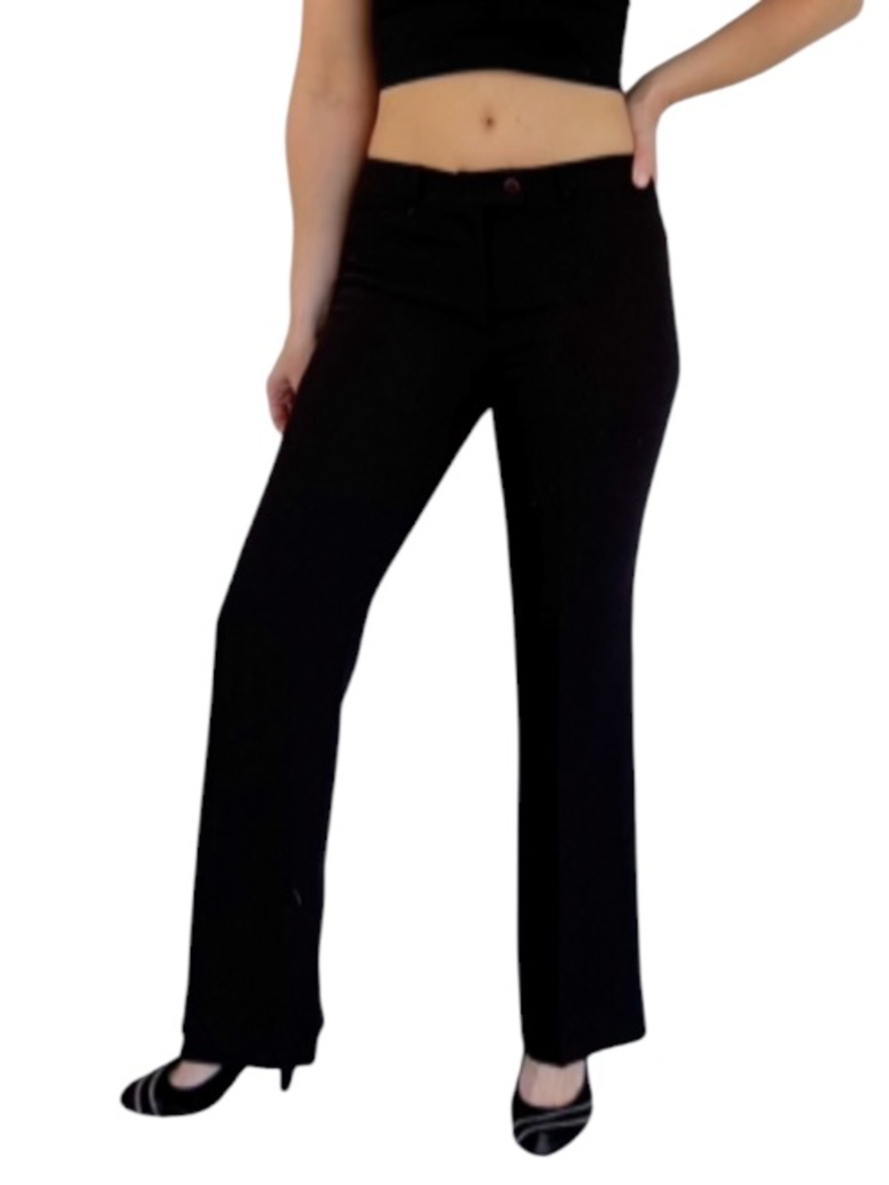 Vintage fitelle Paris black mid rise classic flare leg dress pants size 38